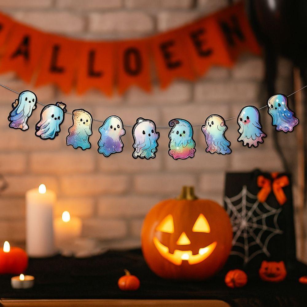 Colorful Ghost Spiral Pendant Paper Ghost Ceiling Decoration Halloween Ghost Banner  Ghost Festival