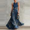 2026 Digital Printing Women's Sleeveless Vest Dress Long Dress Elegant Pendulum Crew Neck Skirt