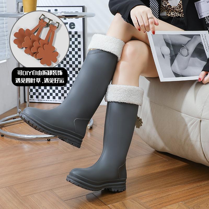 New Slim-fit Tall Outdoor Women's Rain Boots Fashionable Kitchen Non-slip Waterproof Rain Shoes Women's Galoshes