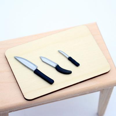 1 Set Kitchen Accessories Toy 1:12 Dollhouse Miniature Cookware Kitchen Knife Chopping Cutting Board Model Diy Decoration