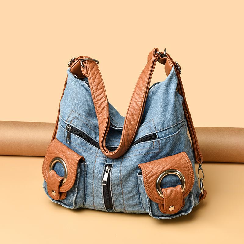 A Large-capacity Backpack with A Niche, Big Bag Feel and Good Appearance. Go and Play with A Large-capacity Denim Backpack