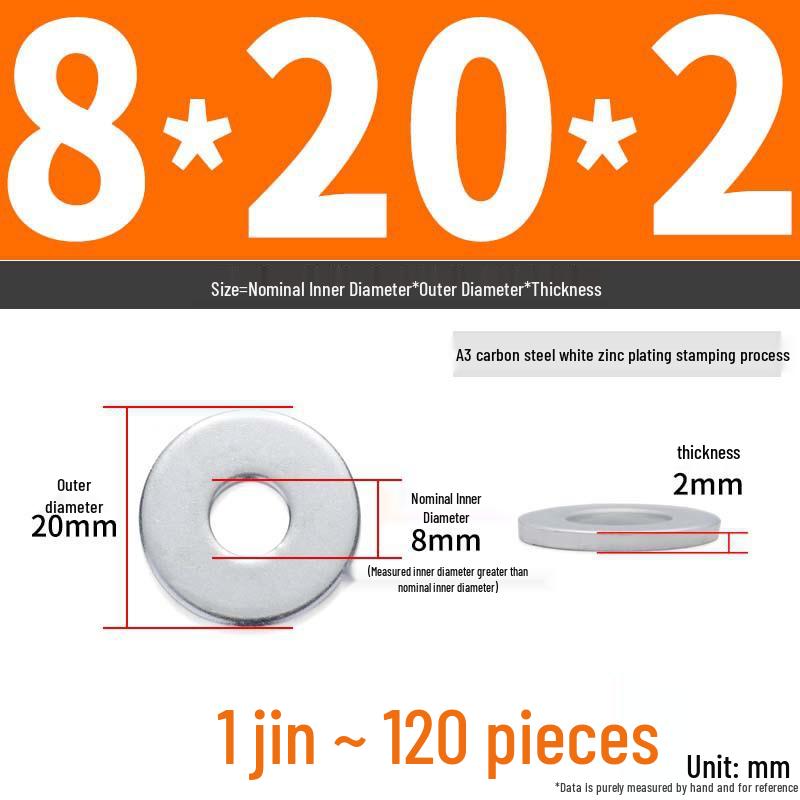 Extra Large Galvanized Metal Flat Washer - Thickened Round Screw Washer M6-M16
