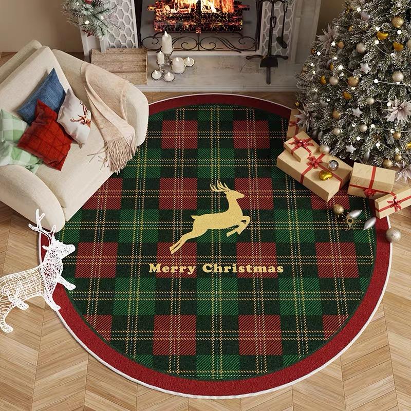 Christmas Tree Carpet Holiday Decoration Decoration Home Circular Floor Mat Autumn and Winter Deluxe Living Room Carpet