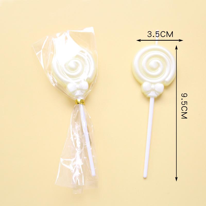 Single Bow Candle Beautiful Cake Decoration Plug-in Pink and White Cartoon Lollipop Birthday Candle