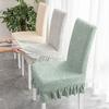 High-elastic Dining Chair Cover Anti-slip Jacquard Stool Slipcover Soft Skirt Edge Backrest Protector for Home Decoration