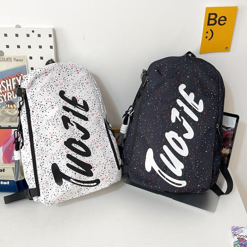 Women's Letter Printed Backpack Men's Large Capacity Travel Backpack Junior High School Student Schoolbag