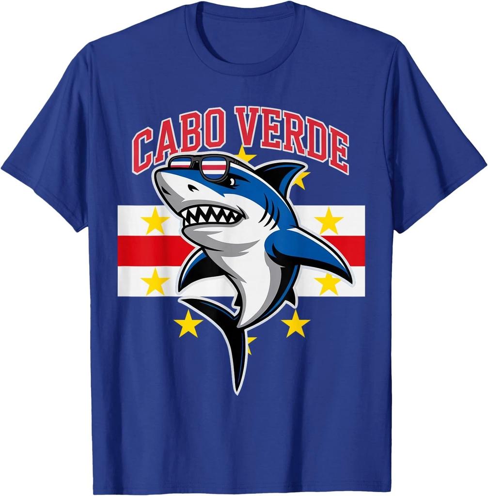 Funny Cabo Verde Shark Boys Mindelo Pride Roots Flag Spirit T-Shirt