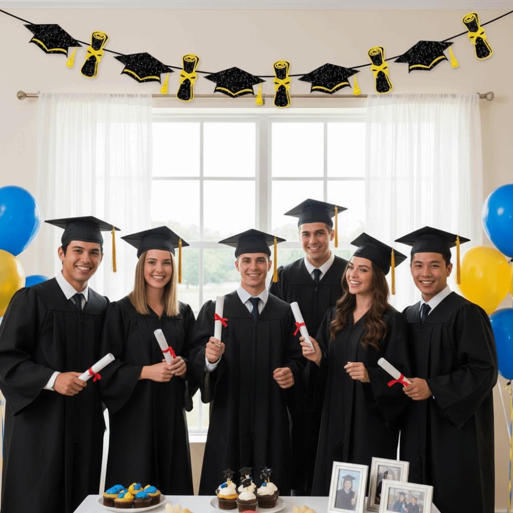 Glitter Decor Graduation Party Banner Reusable Graduation Hanging Banner  Party Supplies