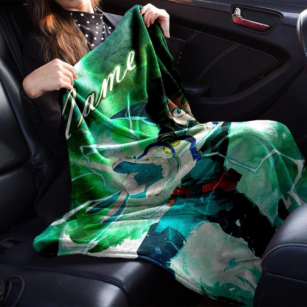 Custom Name My Hero Academia Theme Printed Blanket - Perfect for Couch, Bed, Travel & Outdoor Use | Machine Washable, Cozy & Durable.
