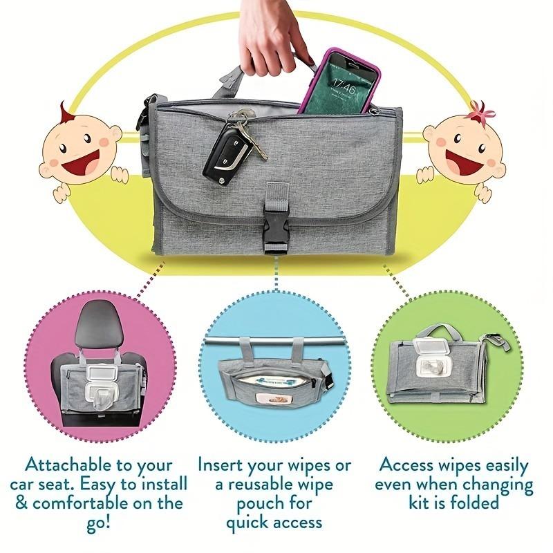 Portable Changing Pad For Baby Travel Baby Changing Pads For Moms Waterproof Changing Mat With Built-In Pillow, Storage Bag Set