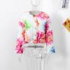 Fashion Floral Printed Jackets Women Elegant O-neck Single Breasted Draw Rope Female Coat Autumn Lady Casual Coats