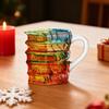 Hand-Painted Book Mug 3D Glass Design Novelty Stacked Book Coffee Cup Literary Gift for Teachers & Book Lovers