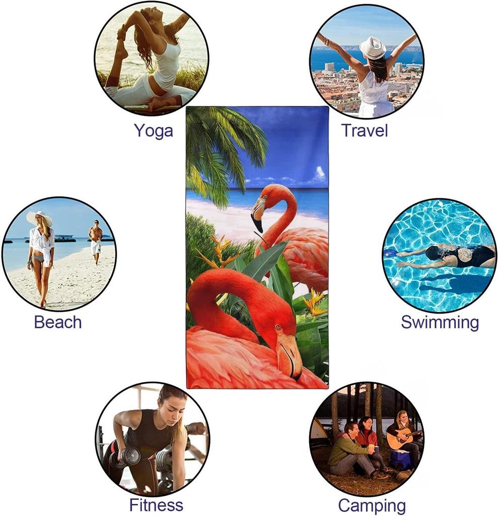 Flamingo Pattern Beach Towel for Family Stuffs Friend Gift Quick-Dry Sand Free For Bath Yoga Beach Camping Swimming GYM Travel