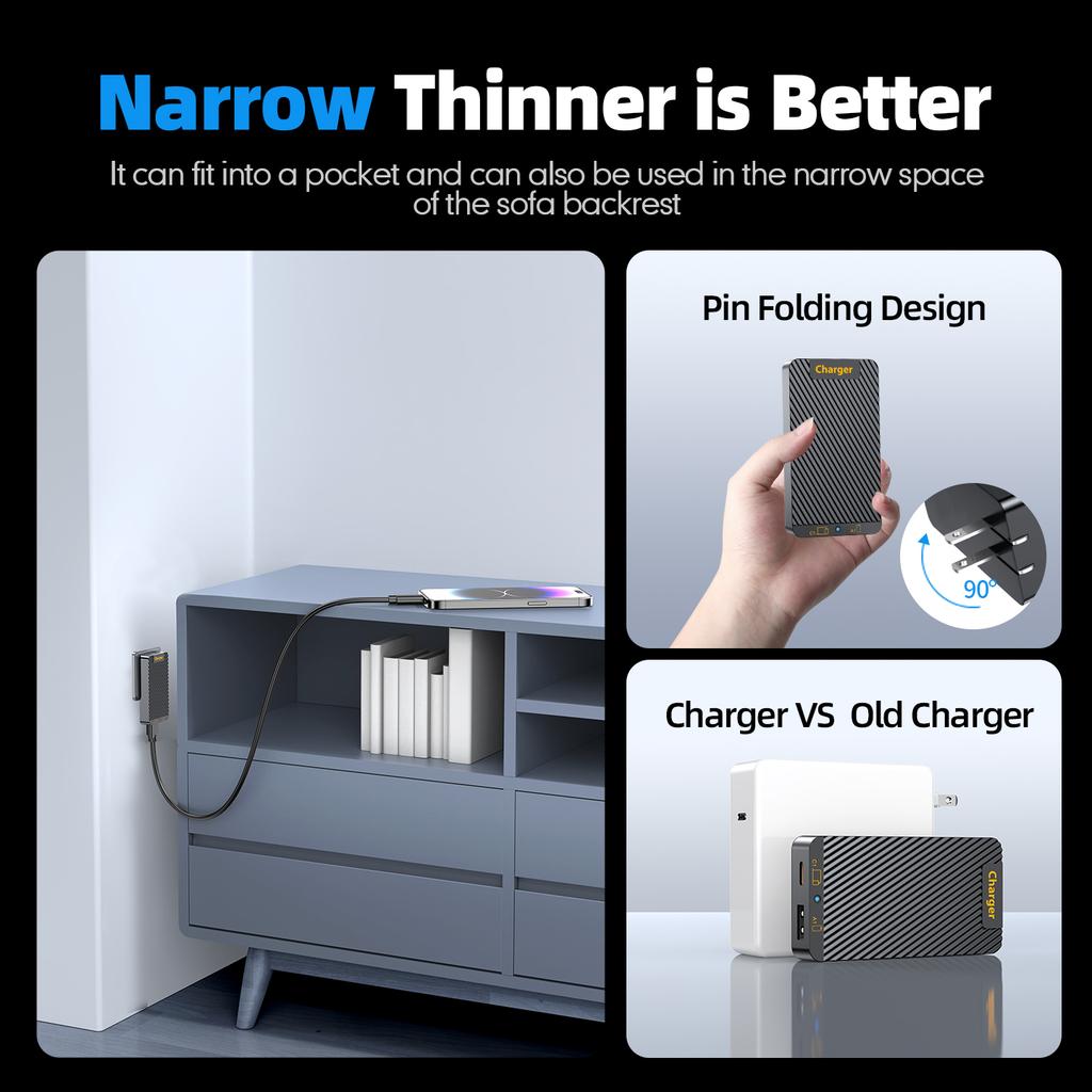 WLX-902 72W Ultradünnes GaN Schreibtischladegerät Duale USB-C-Anschlüsse Schnellladestation für Tablets/Telefone/Laptops