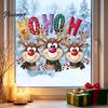 Glass Door Decor Christmas Static Cling Window Stickers, Cartoon Reindeer HOHOHO Art Decals, Surface Embellishments Festive Holiday for Home