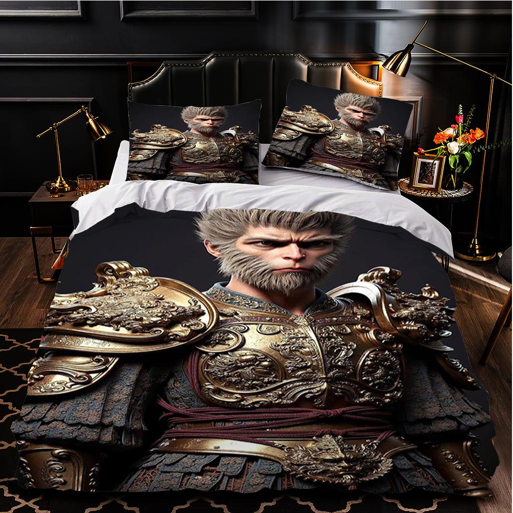 Black Myth Wukong Series Bedding Three-Piece Home Textile 3D Digital Printing