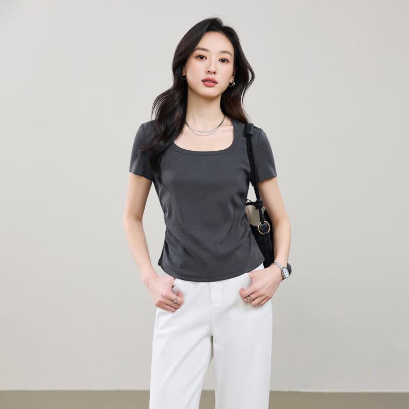 ESE-Y Women's 2026 Summer U-Neck Slim Fit Short Sleeve T-Shirt