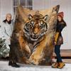 Painted Tiger Pattern Digitalprinted Polyester Bedroom Velvet Flannel Cover Blanket Fleece Soft Sofa Cover Blankets for Beds