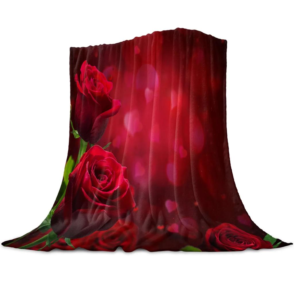 Blue Flower Watercolor Painting Throw Blanket Portable Soft Sofa Blanket Warm Flannel Blanket for Beds Sofa Couch King Full Size