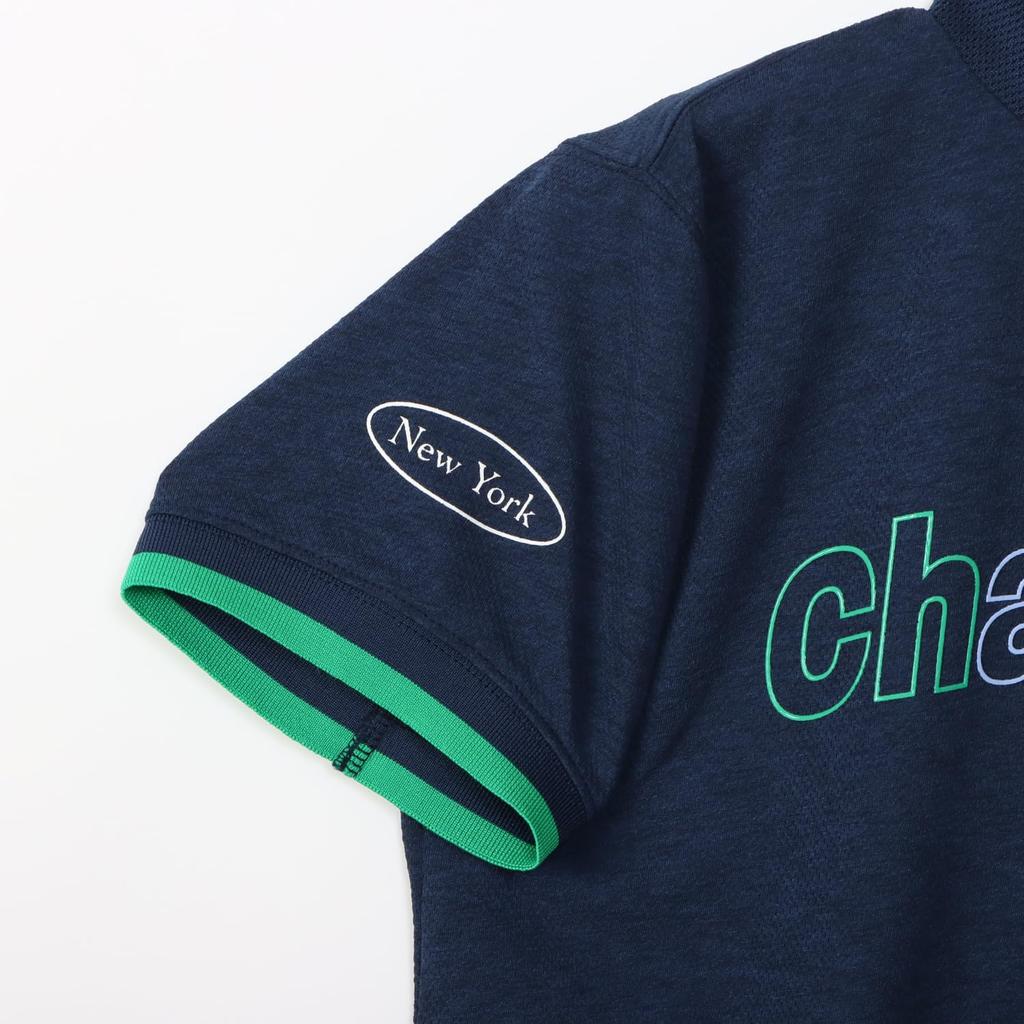 Champion Short Sleeve Mock Neck Shirt UV Graphic Logo Print Women's (CW-BG304), Navy, Protection, Quick-Drying,