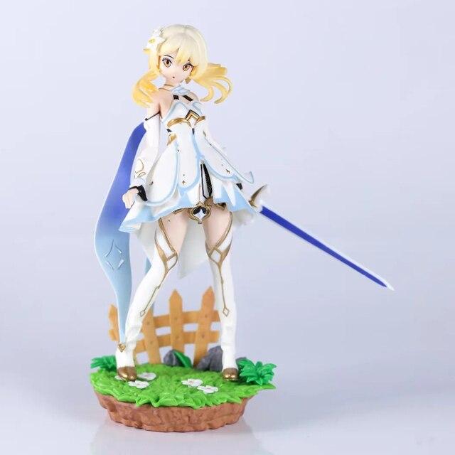 New 19cm Anime Genshin Impact Figure Barbara Aether Lumine Pvc Action Figure Collectible Decoration Collection Doll Toys