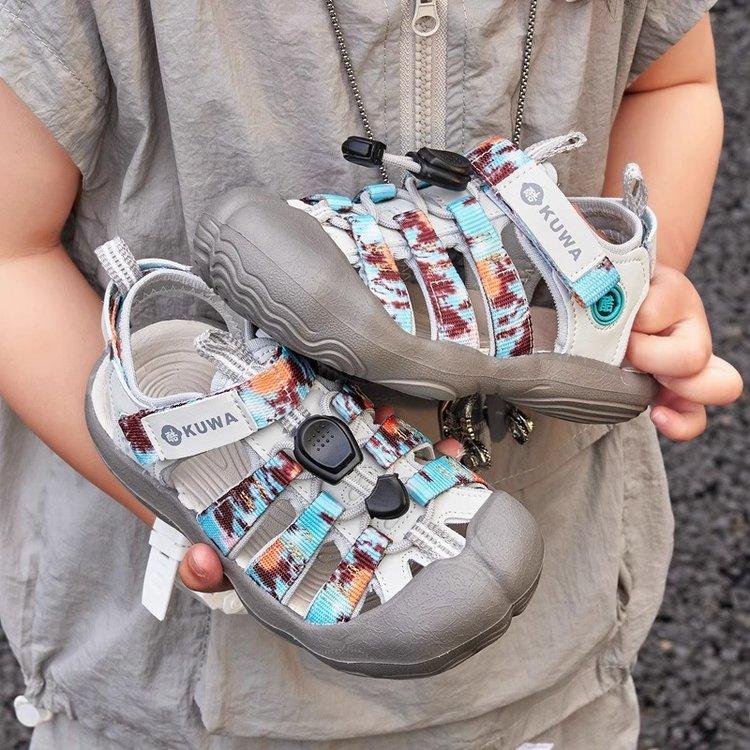 Boys sandals 2025 summer new children's outdoor printing hollow bag head sports sandals girls casual shoes