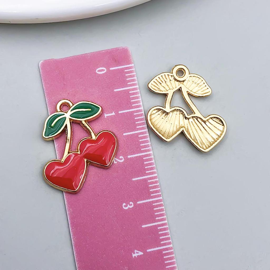 Red Cherry & Apple Fruit Pendant for DIY Jewelry: Bracelets, Earrings, Keychains