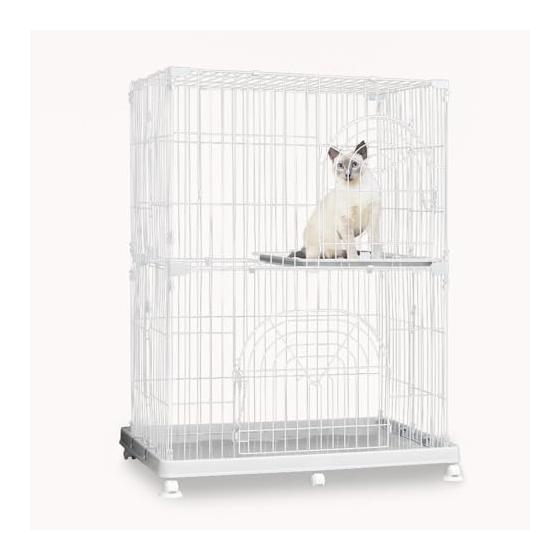 Iris Ohyama Cat Cage Compact Original Pet Cage 2 Tiers White with Casters Height approx. 121 x Width approx. 93 x Depth approx. 63 cm