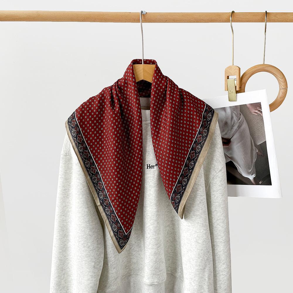 Retro Cotton And Linen Herringbone Pattern Small Square Scarf Silk Scarf Versatile Square Scarf Belt Silk Scarf Clothing With Neck Scarf