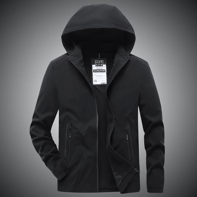 Jacket Men Hooded Solid Color Autumn and Winter Men Korean Version of Slim Youth Joker Outdoor Leisure Joker Coat.