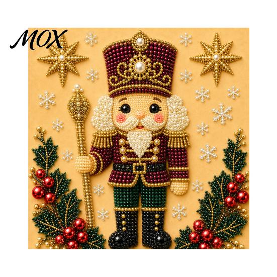 Educational Hands-on Toys Nutcracker Faux Pearl Art Kit, Painting DIY Kit with Pre-Framed Projects for Seniors Canvas, 3D Christmas Wall Craft Adults,