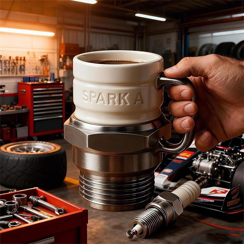 Auto Theme Spark Plug Coffee Cup, Unique Gift for Mechanics & Car Lovers