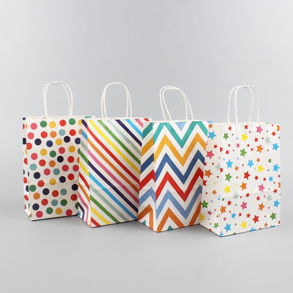 Colorful Polka Dot & Stars Kraft Paper Tote Gift Bags - Exquisite Packaging