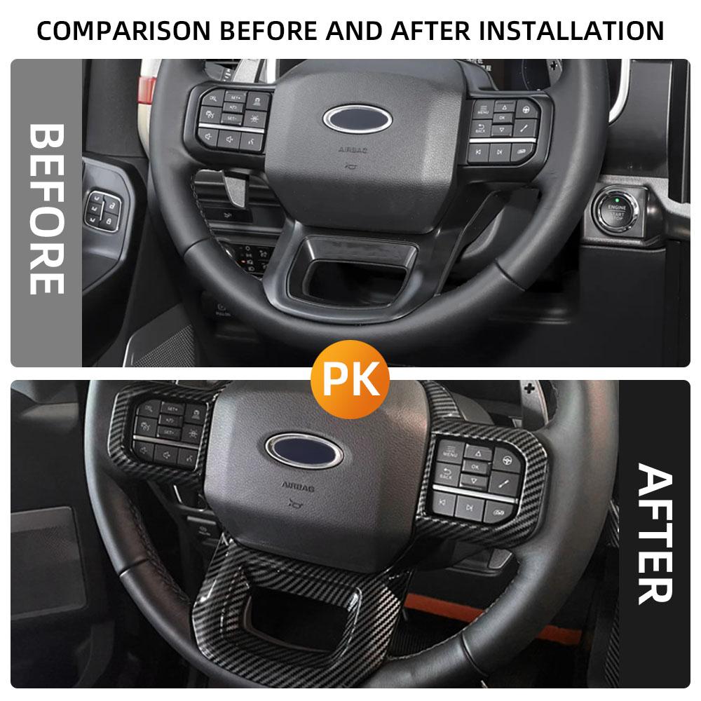 Car Steering Wheel Panel Cover Trim for Ford F150 F-150 2025 2025 2025 Trim Frame Decoration Sticker Carbon Fiber Accessories