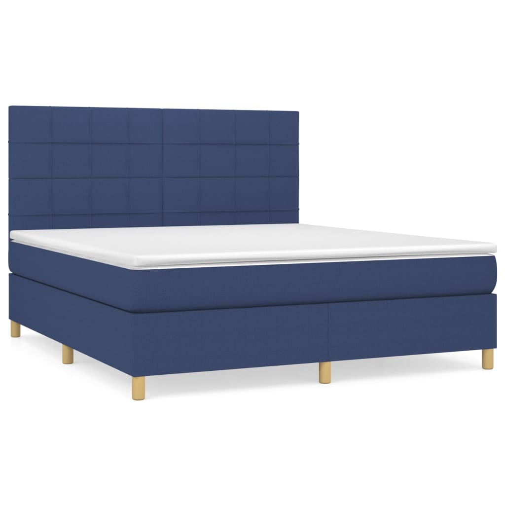 Box Spring Bed with Mattress Blue 180 x 200 cm Fabric