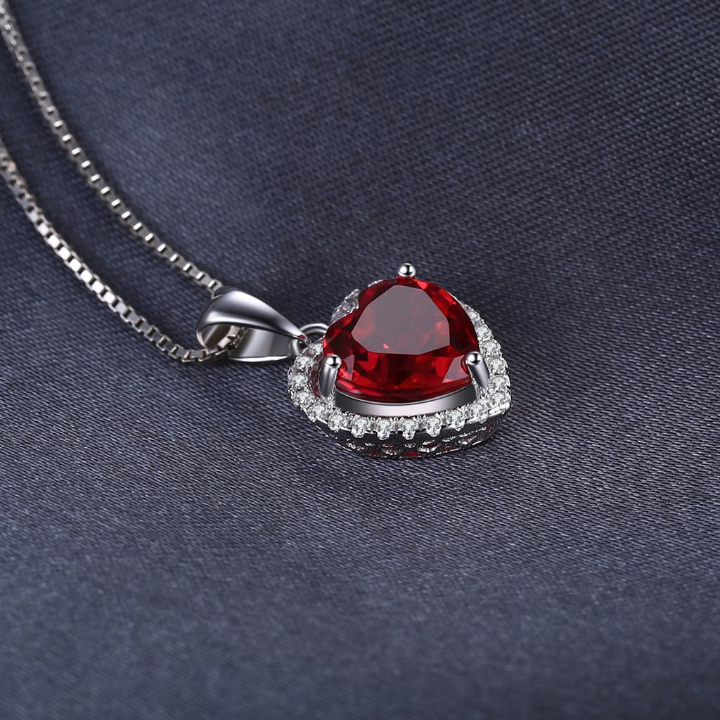 JewelryPalace Heart Love 3.6ct Created Ruby 925 Silver Pendant Necklace for Women No Chain Fashion Fine Jewelry Gift