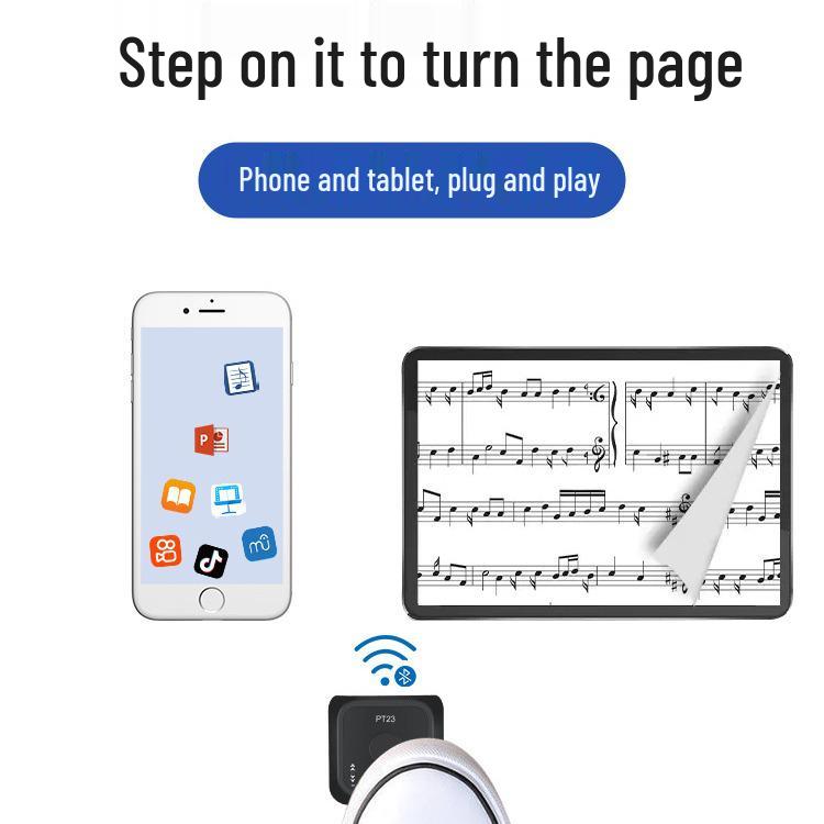 Bluetooth Wireless Sheet Music Pedal for Guitar, Piano, Mobile, iPad - Automatic Page Turner