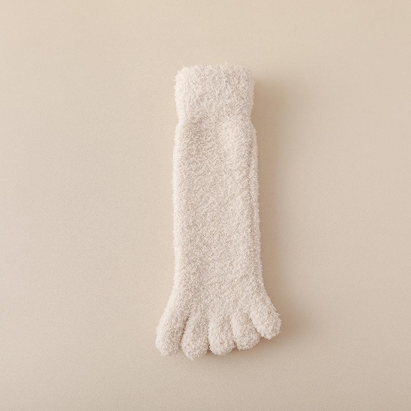 Women's Plush Coral Fleece Five-Toe Maternity Socks for Autumn & Winter