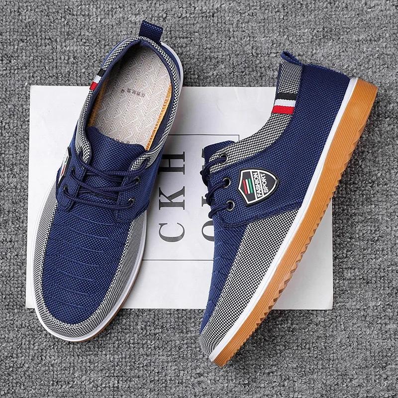 Fashion Men Canvas Shoes Soft Soled Driving Lace Up Working Flats Classic Male Vulcanized Shoes Big Size 47 Zapatos Hombres