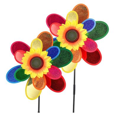 Double-layer Sunflower-shape Windmill Garden Park Outdoor Decoration Layout Pinwheels Colorful