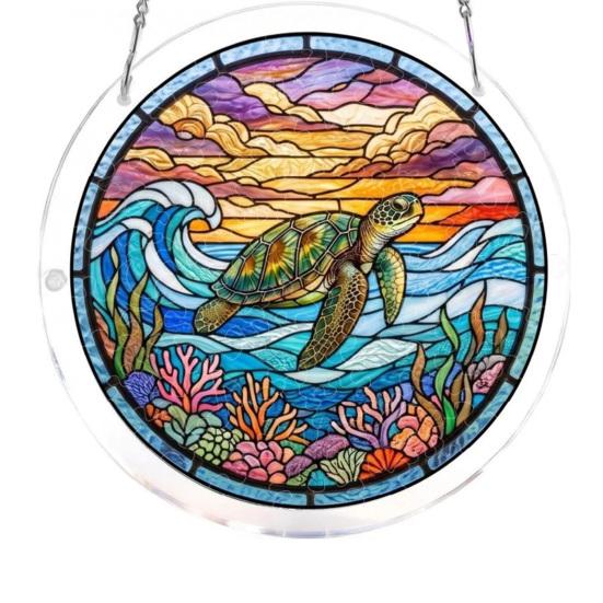 Acrylic Puzzle Suncatcher Stained Glass Effect Window Hanging Ornament DIY Art Puzzle Sun Catcher Kit for Home Garden Decor