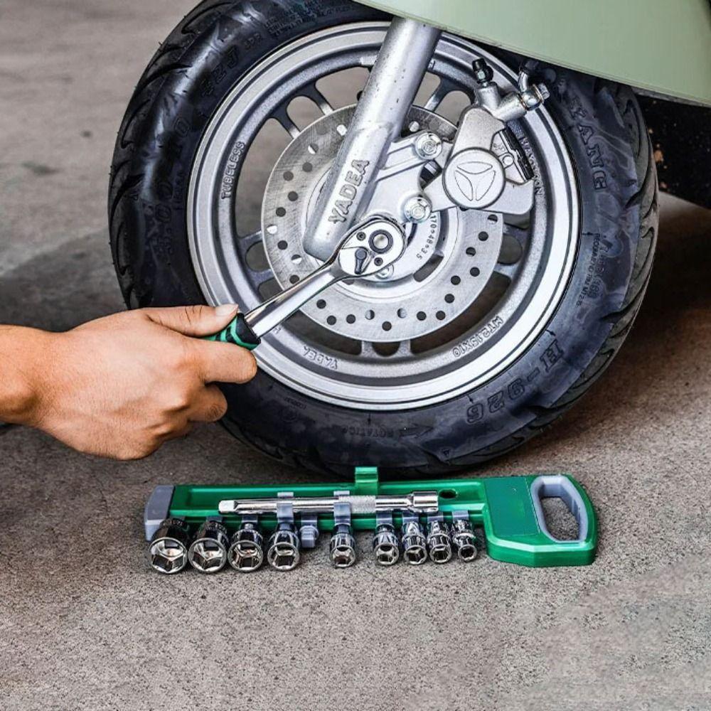 Cr-V Ratchet Wrench Set 1/4" 3/8" 1/2" Auto Repair Spanner Tool Socket Tray Tool  Tool Storage