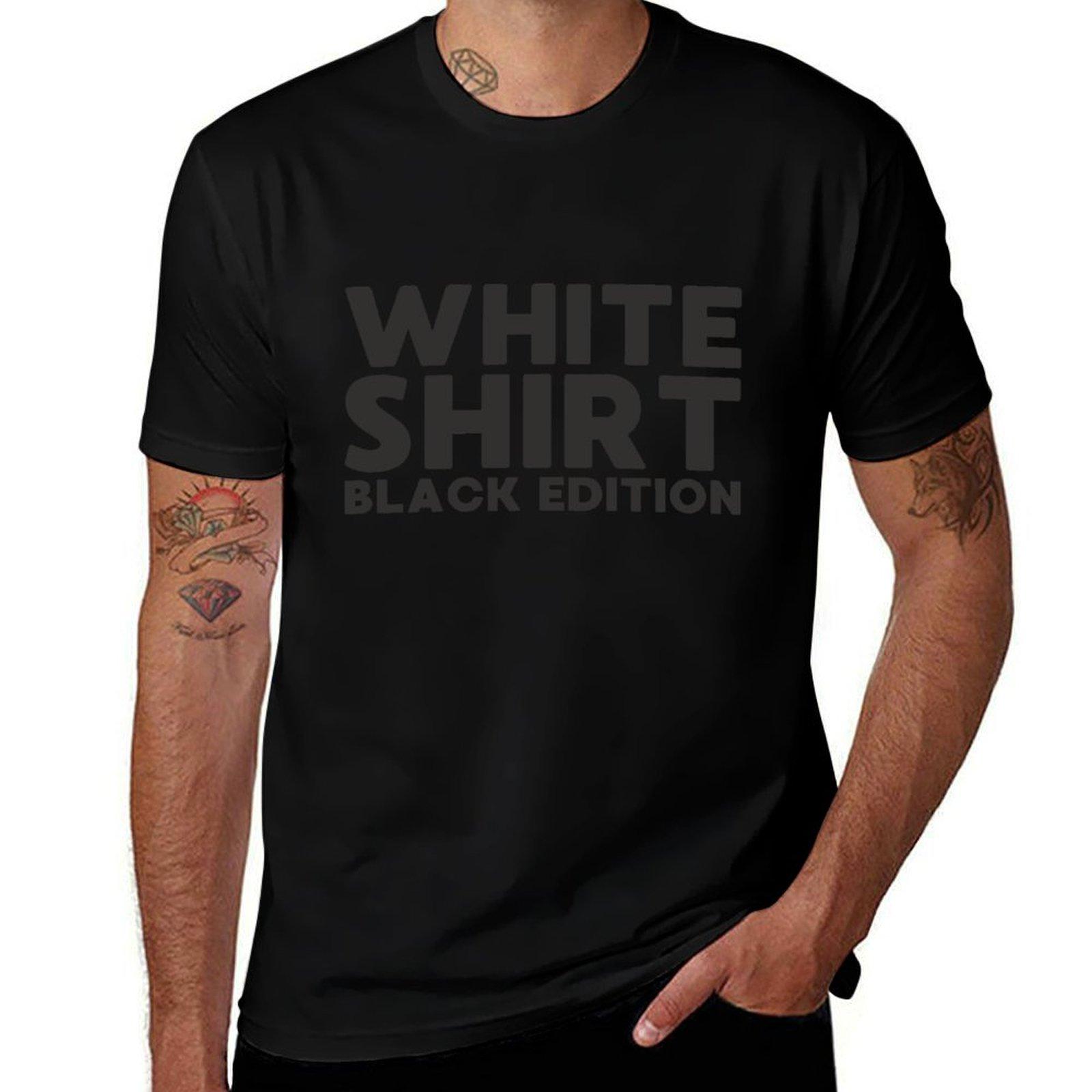 

White Shirt Black Edition T-Shirt Anime Figures Heavyweights Cheap Stuff Men s Cotton T-shirt 4XL