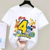 Pokemons Pikachu Kids T Shirts Birthday Number 1-9 Printed T Shirt Boys Girls Summer Casual Short Sleeves Tops Children Clothing