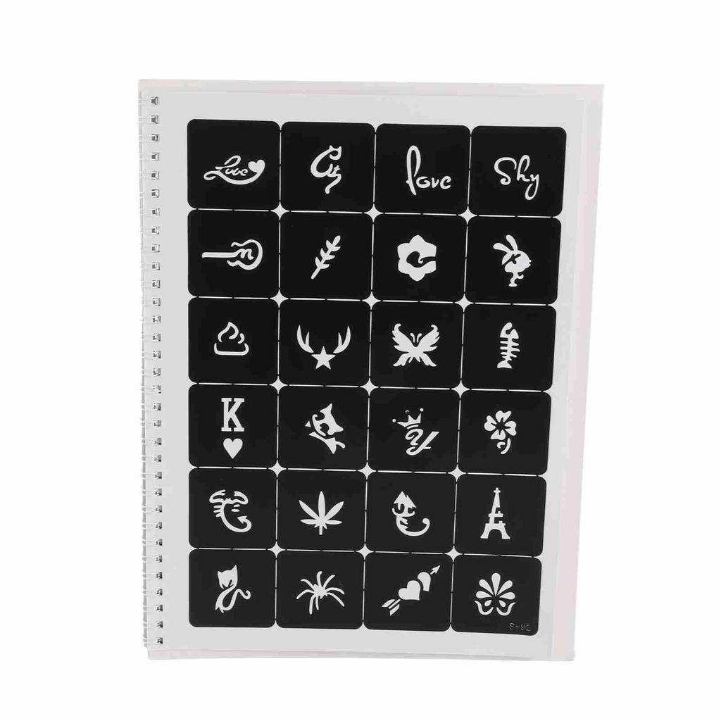 Temporary Tattoos Stencils 204 Patterns Water Resistant Reusable Hollow Out Body Art Stencil for Cosplay