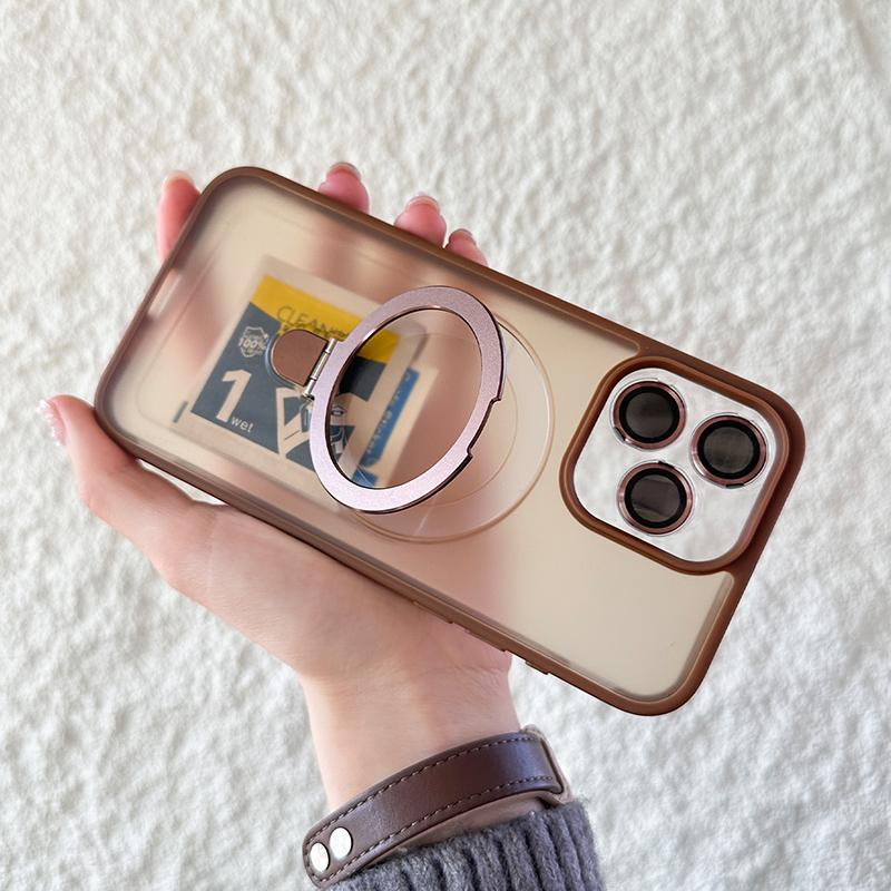 

Для Magsafe Магнитный Металлический Автомобильный Держатель Кольцо Матовый Чехол для Телефона Для iPhone 16 Pro Max 14 11 12 13 15 Pro Max Акриловая Задняя Крышка iPhone 14 золотой