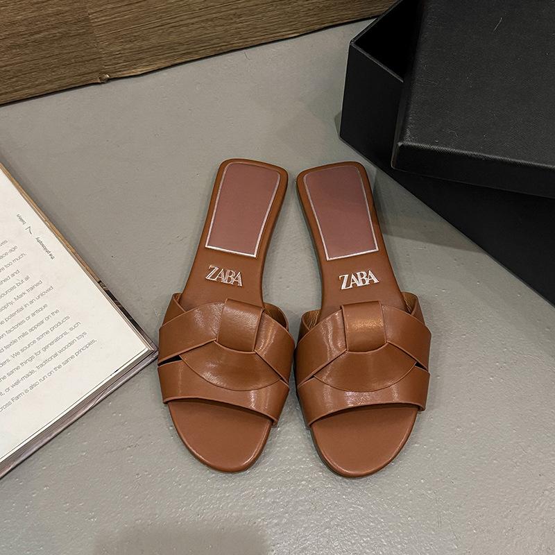 Plus-size summer new women's slippers cross-flat slippers simple slippers