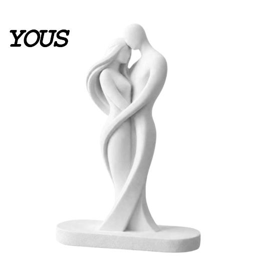 Matte Finish Sculpture Abstract Human Body Statue, Female Figurine Embracing Love Sculpture, 3D One-Piece Molding Couple Shape Statue for Living Room