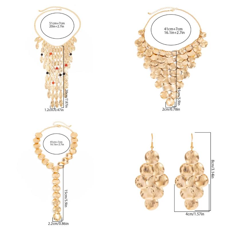 Trendy Sequin Metal Y Shaped Tassel Necklace Luxe Statement  for Women Evening Gown and Celebration Looks