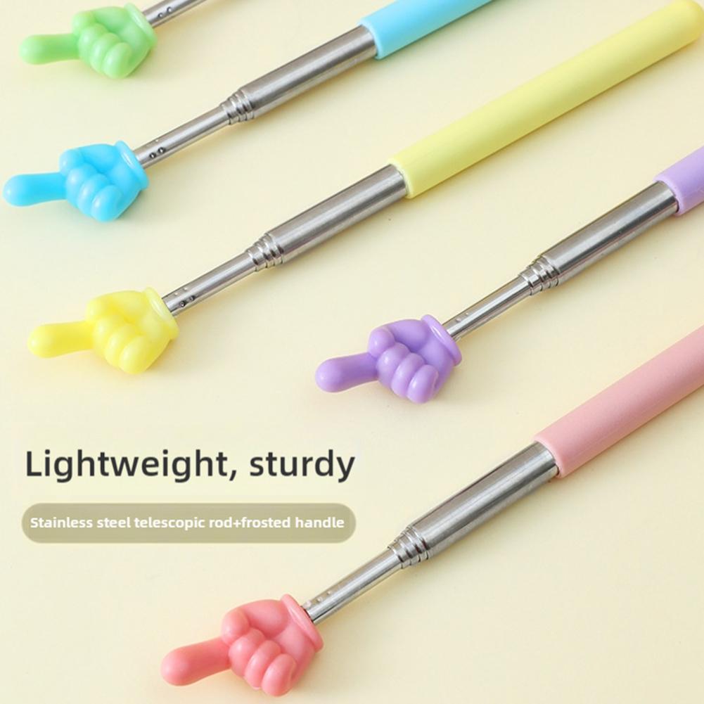 1PC Steel Teaching Pointer Telescopic Rod Finger Design Teaching Stick Finger Reading Sticks Tools School Office Supplies
